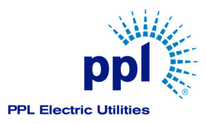 Logo: PPL Electric Utilities lowercase text ppl with a blue semi-circular sunburst pattern